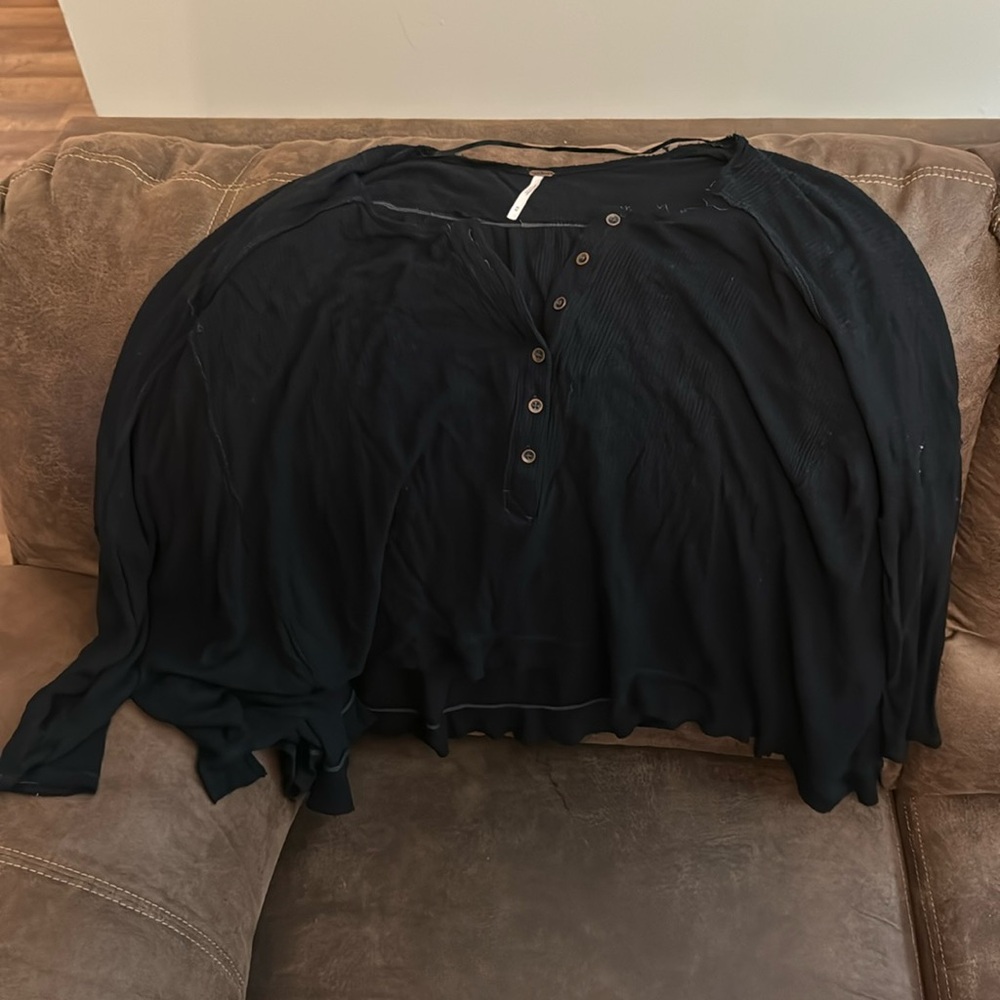 Free People Black Henley